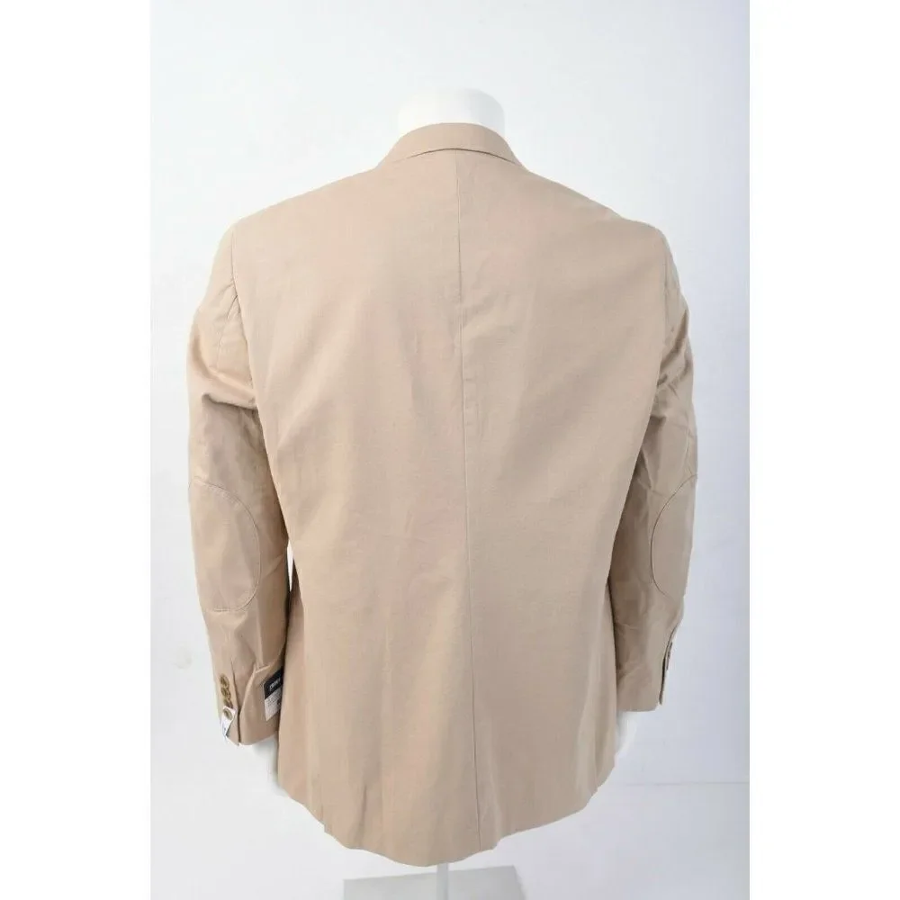 Crown & Ivy Mens Suit Jacket Blazer Sport Coat Sz 42 R Khaki Tan Stretch NWT